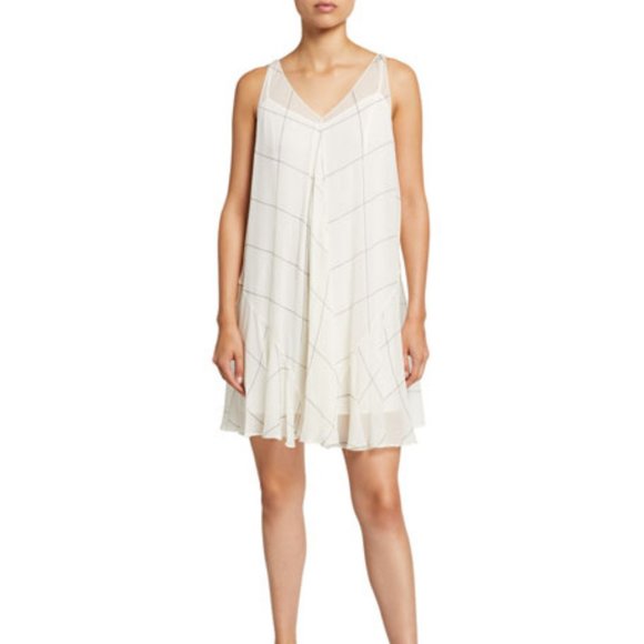 Club Monaco Dresses & Skirts - Club Monaco Windowpane Sheer Flounce Dress 12